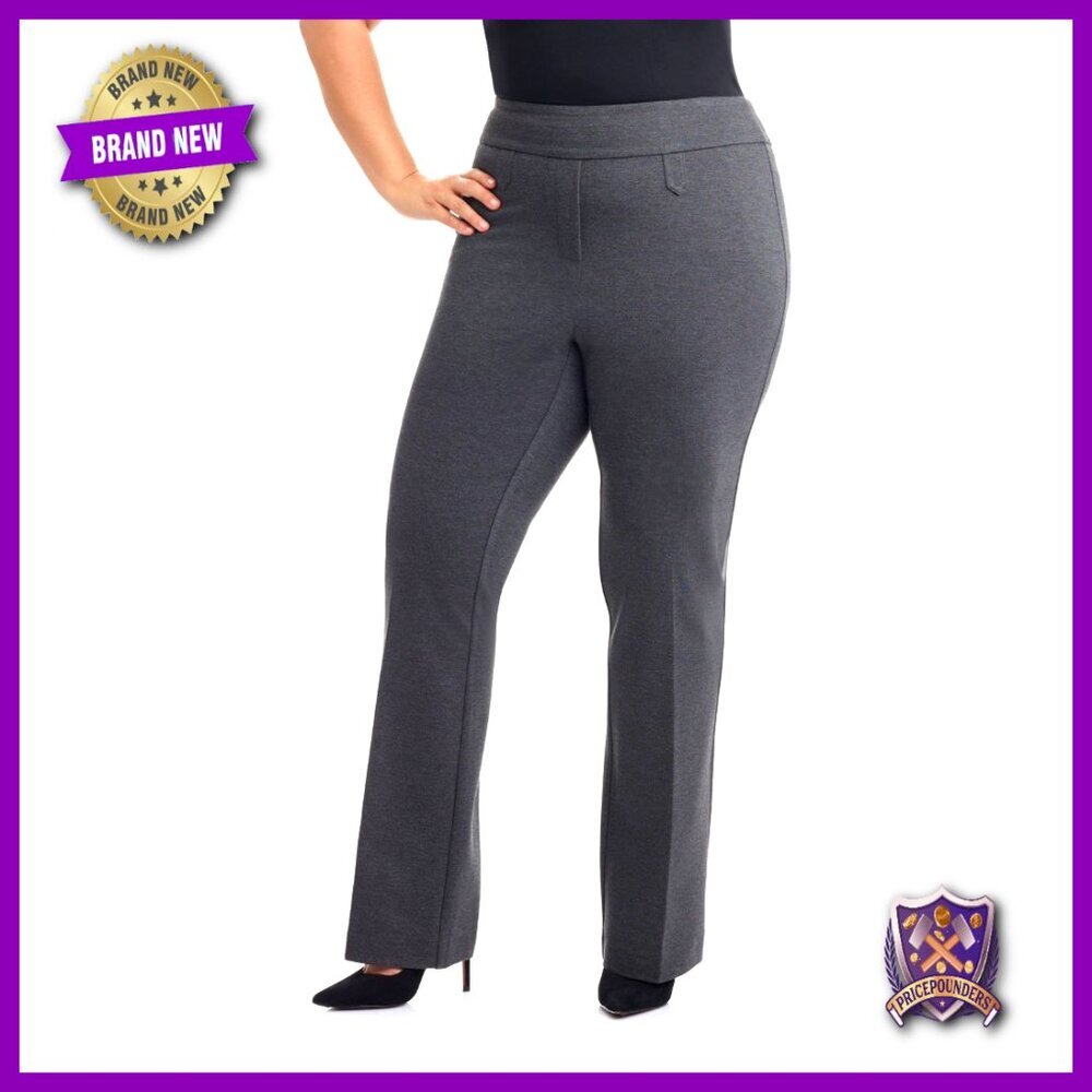 Plus Size Bootcut Pants with Tummy Control, Office Yoga Pant, Ponte Fabric